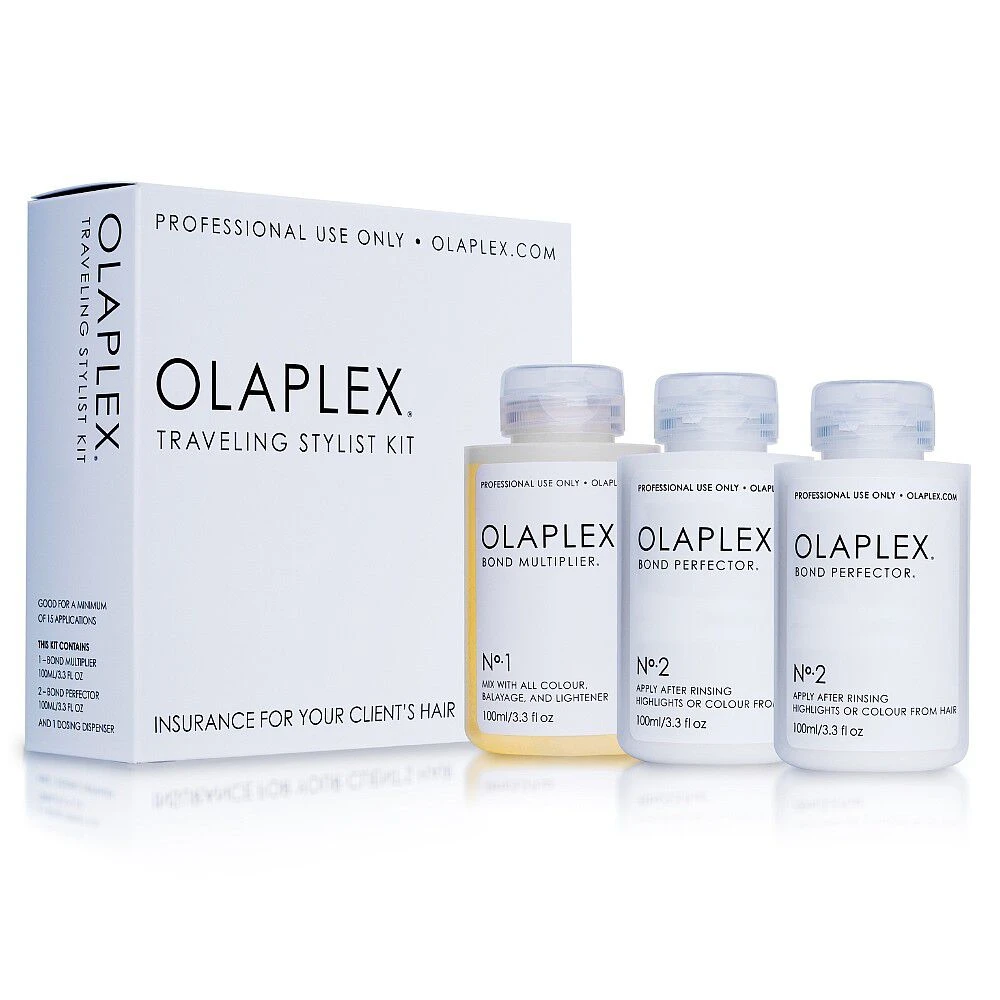 Olaplex Travelling Stylist Kit, No.1 Bond Multiplier + 2x Bond Perfector No.2, 100ml 1 Olaplex Travelling Stylist Kit, No.1 Bond Multiplier + 2x Bond Perfector No.2, 100ml