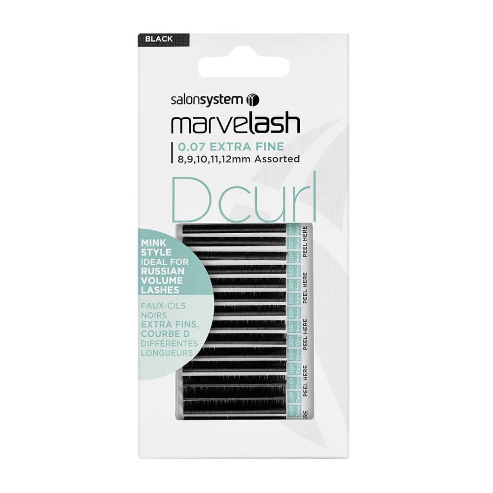 Marvelash D Curl 0.07 Extra Fine, Assorted Length, Mink Style, Black 1 Marvelash D Curl 0.07 Extra Fine, Assorted Length, Mink Style, Black