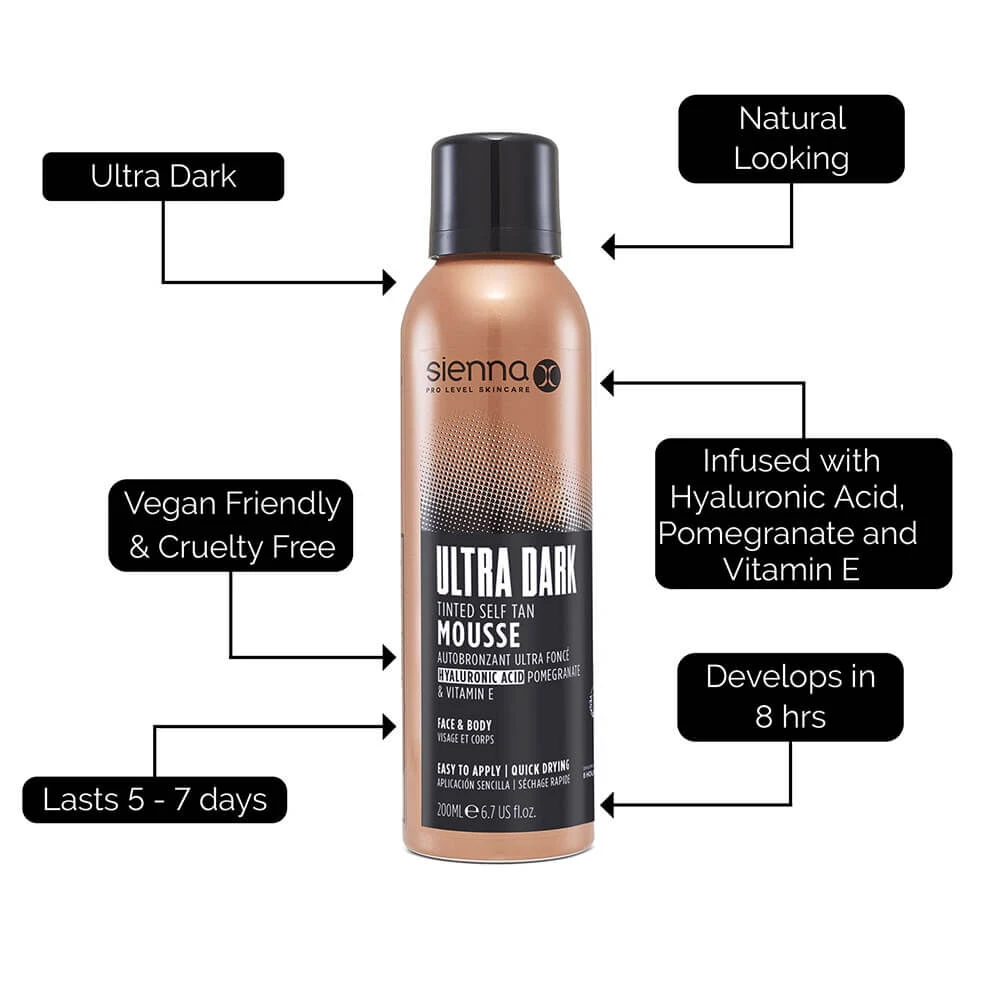 Sienna X Ultra Dark Mousse 200ml 2 Sienna X Ultra Dark Mousse 200ml - Image 2