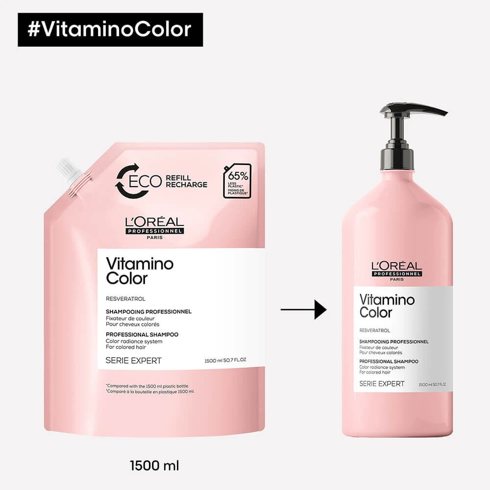 L'Oréal Professionnel Serie Expert Vitamino Color Professional Shampoo Refill 1500ml 2 L'Oréal Professionnel Serie Expert Vitamino Color Professional Shampoo Refill 1500ml - Image 2